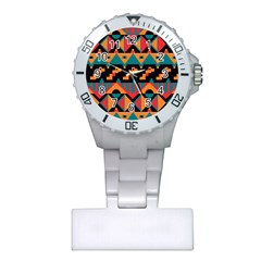 Tribal Pattern Seamless Border Plastic Nurses Watch by Jancukart