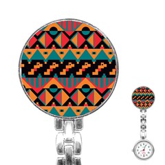 Tribal Pattern Seamless Border Stainless Steel Nurses Watch