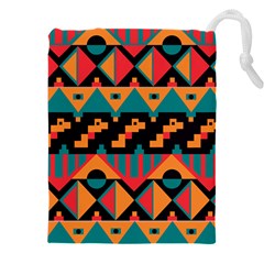 Tribal Pattern Seamless Border Drawstring Pouch (4xl) by Jancukart