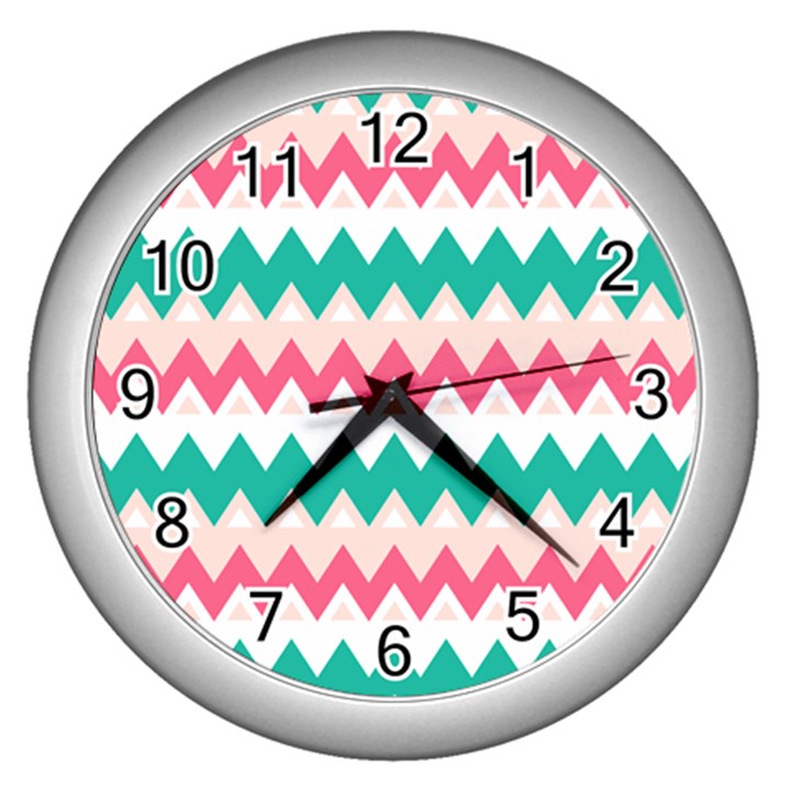 Zigzag Pattern Wall Clock (Silver)