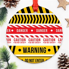 Yellow Black Warning Line Ornament (round)