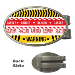 Yellow Black Warning Line Money Clips (oval) 