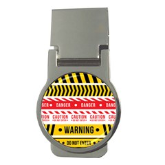 Yellow Black Warning Line Money Clips (round)  by Jancukart