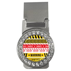 Yellow Black Warning Line Money Clips (cz) 