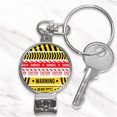 Yellow Black Warning Line Nail Clippers Key Chain by Jancukart