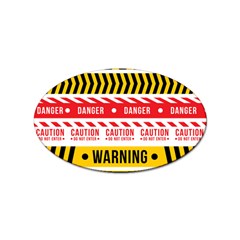 Yellow Black Warning Line Sticker Oval (10 Pack) by Jancukart