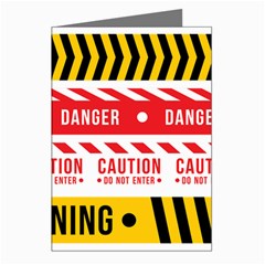 Yellow Black Warning Line Greeting Cards (pkg Of 8)