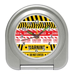 Yellow Black Warning Line Travel Alarm Clock