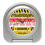 Yellow Black Warning Line Travel Alarm Clock Front