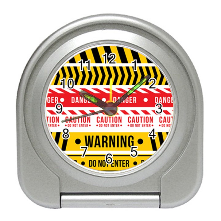 Yellow Black Warning Line Travel Alarm Clock