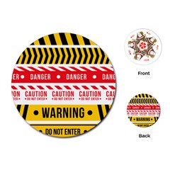 Yellow Black Warning Line Playing Cards Single Design (round)