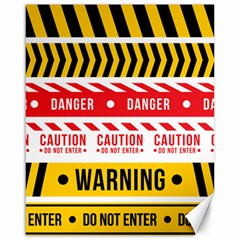 Yellow Black Warning Line Canvas 16  X 20 