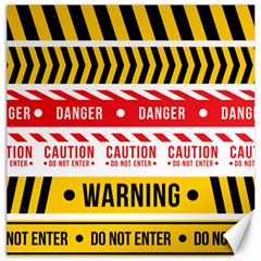 Yellow Black Warning Line Canvas 20  X 20 