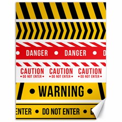 Yellow Black Warning Line Canvas 18  X 24 