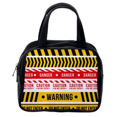 Yellow Black Warning Line Classic Handbag (one Side)