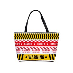 Yellow Black Warning Line Classic Shoulder Handbag by Jancukart