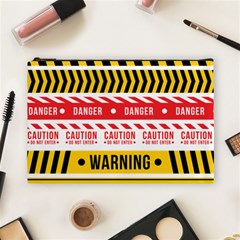 Yellow Black Warning Line Cosmetic Bag (large)