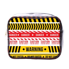 Yellow Black Warning Line Mini Toiletries Bag (one Side)