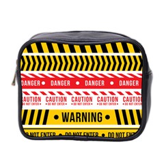 Yellow Black Warning Line Mini Toiletries Bag (two Sides)