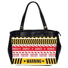 Yellow Black Warning Line Oversize Office Handbag (2 Sides)