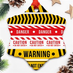 Yellow Black Warning Line Ornament (snowflake)