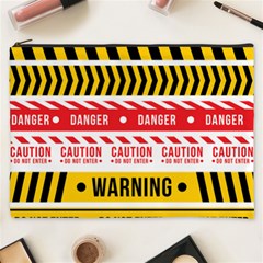 Yellow Black Warning Line Cosmetic Bag (xxxl) by Jancukart