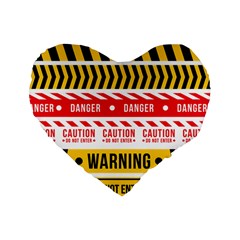 Yellow Black Warning Line Standard 16  Premium Heart Shape Cushions by Jancukart