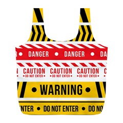 Yellow Black Warning Line Full Print Recycle Bag (l) by Jancukart