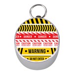 Yellow Black Warning Line Mini Silver Compasses Front