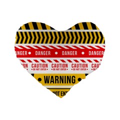 Yellow Black Warning Line Standard 16  Premium Flano Heart Shape Cushions