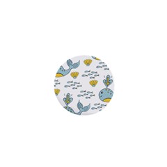 Cartoon Whale Seamless Background Pattern 1  Mini Buttons