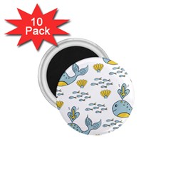 Cartoon Whale Seamless Background Pattern 1 75  Magnets (10 Pack)  by Jancukart