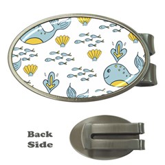 Cartoon Whale Seamless Background Pattern Money Clips (oval)  by Jancukart