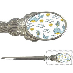 Cartoon Whale Seamless Background Pattern Letter Opener by Jancukart