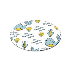 Cartoon Whale Seamless Background Pattern Sticker (oval)