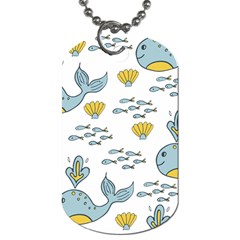 Cartoon Whale Seamless Background Pattern Dog Tag (one Side) by Jancukart