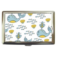 Cartoon Whale Seamless Background Pattern Cigarette Money Case by Jancukart