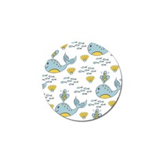 Cartoon Whale Seamless Background Pattern Golf Ball Marker (4 Pack)