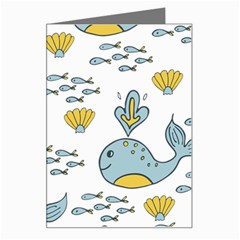 Cartoon Whale Seamless Background Pattern Greeting Card by Jancukart