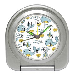 Cartoon Whale Seamless Background Pattern Travel Alarm Clock