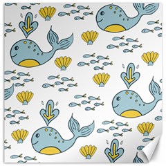 Cartoon Whale Seamless Background Pattern Canvas 12  X 12  by Jancukart