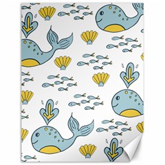 Cartoon Whale Seamless Background Pattern Canvas 12  X 16 