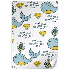 Cartoon Whale Seamless Background Pattern Canvas 12  X 18 