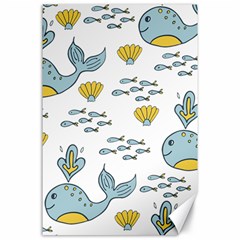 Cartoon Whale Seamless Background Pattern Canvas 24  X 36  by Jancukart