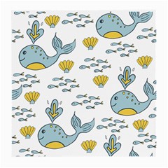 Cartoon Whale Seamless Background Pattern Medium Glasses Cloth (2 Sides) by Jancukart