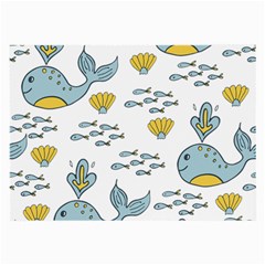 Cartoon Whale Seamless Background Pattern Large Glasses Cloth (2 Sides)