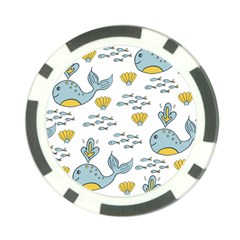 Cartoon Whale Seamless Background Pattern Poker Chip Card Guard (10 Pack)