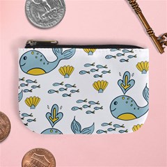 Cartoon Whale Seamless Background Pattern Mini Coin Purse by Jancukart