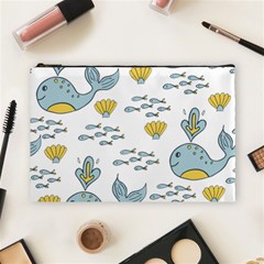 Cartoon Whale Seamless Background Pattern Cosmetic Bag (large)