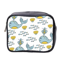 Cartoon Whale Seamless Background Pattern Mini Toiletries Bag (two Sides) by Jancukart